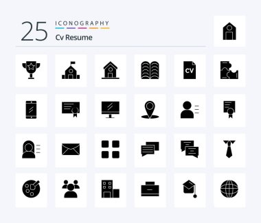 Cv Resume 25 Solid Glyph icon pack including science. education . science. cv . learn