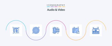 Audio And Video Blue 5 Icon Pack Including control. video. film. production. crop