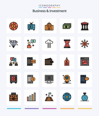 Creative Business And Investment 25 Line FIlled icon pack  Such As diamond. bank. user. user. money