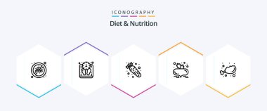 Diet And Nutrition 25 Line icon pack including food. chicken. diet. healthy diet. beetroot