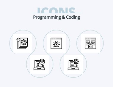 Programming And Coding Line Icon Pack 5 Icon Design. develop. code. development. development. coding