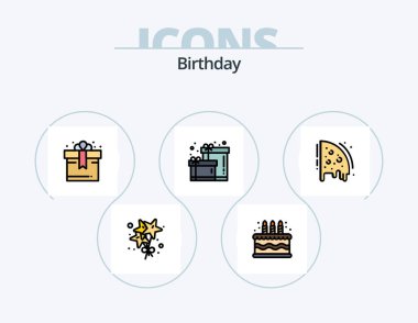 Birthday Line Filled Icon Pack 5 Icon Design. part. birthday. party. location. birthday