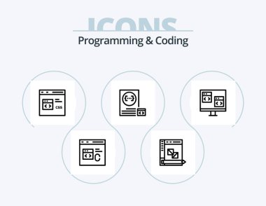 Programming And Coding Line Icon Pack 5 Icon Design. coding. c. development. file. develop