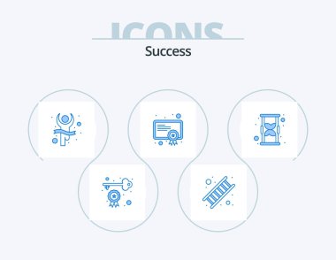 Sucess Blue Icon Pack 5 Icon Design. hour. license. reward. degree. award