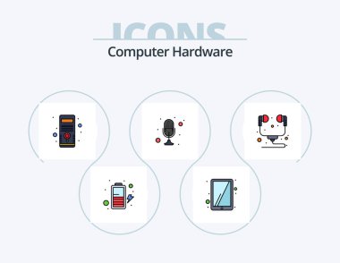 Computer Hardware Line Filled Icon Pack 5 Icon Design. computer. disk. talk. data. hardware