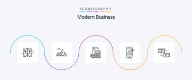 Modern Business Line 5 Icon Pack Including debt. accumulation. aim. investment. mountains
