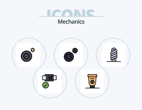 Mechanics Line Full Icon Pack Icon Design Zima Kolo Auto — Stockový vektor
