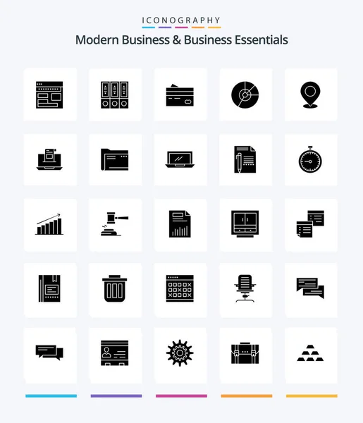 Creative Modern Business Business Essentials Glyph Solid Black Icon Pack — Stok Vektör