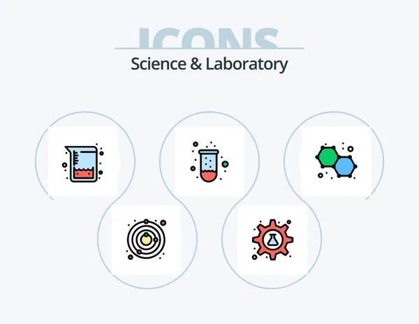 Línea Ciencia Llena Icon Pack Icon Design Ciencia Átomo Experimento — Vector de stock