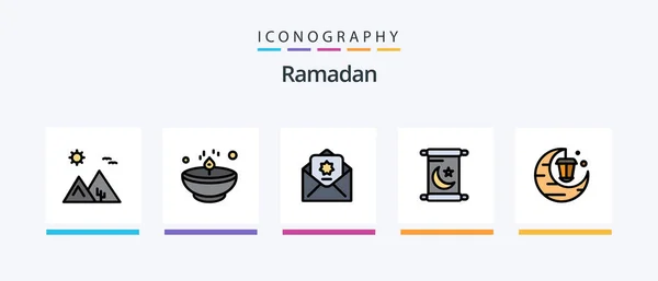 Ramadan Line Filled Icon Pack Including Ramadan Speech Month Prayer — Archivo Imágenes Vectoriales