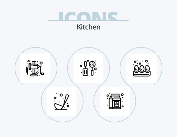 Kitchen Line Icon Pack Icon Design Cup Cooking Tea Salt — 图库矢量图片