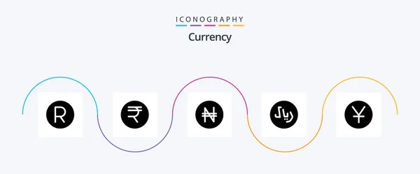 Currency Glyph Icon Pack Including Cash Finance Rayal Nigeria — Vector de stoc