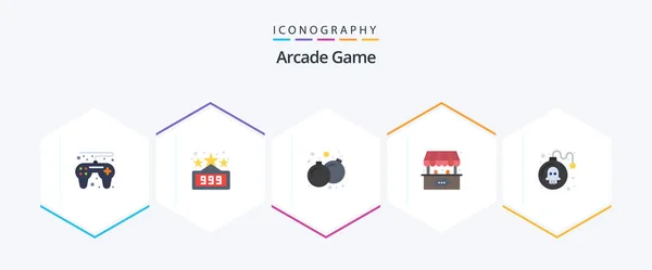Arcade 25平面图标包 包括游戏 — 图库矢量图片