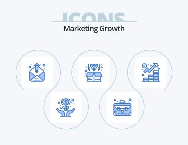 Marketing Growth Blue Icon Pack Icon Design Finance Product Contact — Vettoriale Stock