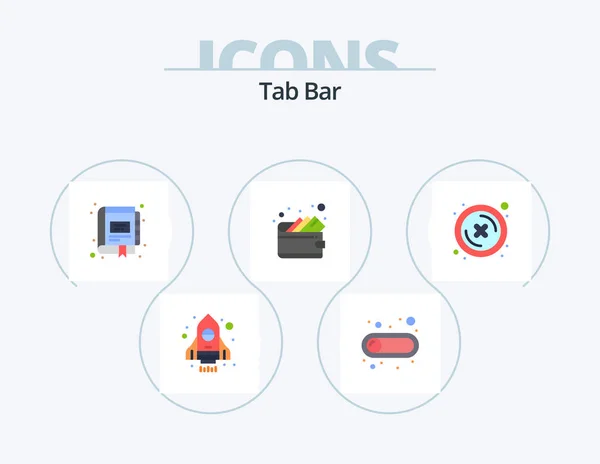 Tab Bar Flat Icon Pack Icon Design Delete Close Digital — Stockvector