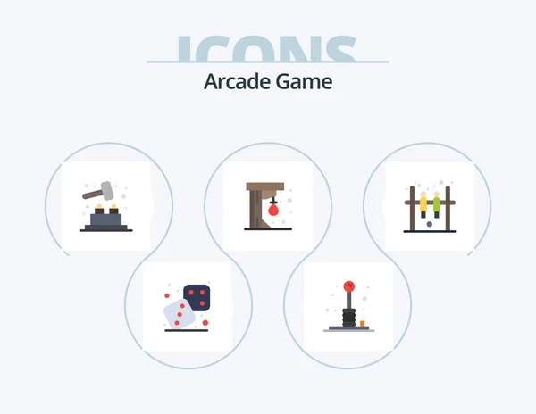 Arcade Flat Icon Pack Icon Design Game Play Recreation Game — Stock Vector