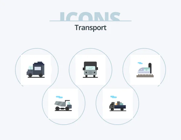 Transport Flat Icon Pack Icon Design Transport People Train Truck — Image vectorielle