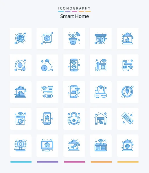 Creative Smart Home Blue Icon Pack Recycle Home Farm Fire — 图库矢量图片