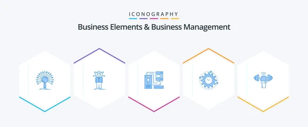 Business Elements Business Managment Blue Icon Pack Including Processing Efficiency — ストックベクタ
