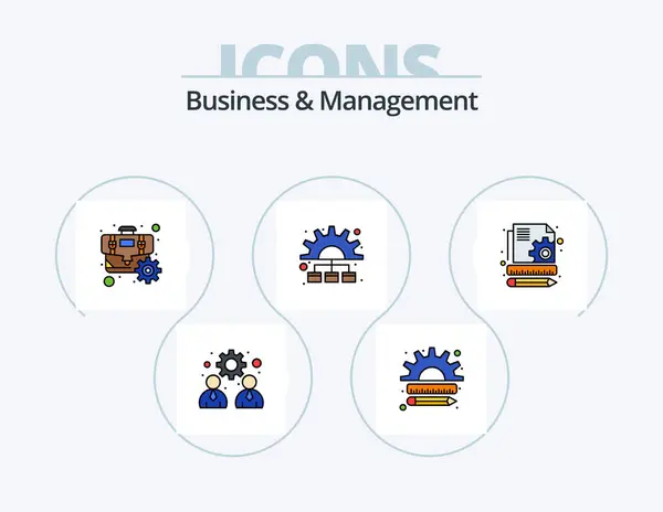 Business Management Line Filled Icon Pack Icon Design Economy Marketing — Stock Vector