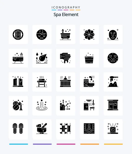 Creative Spa Element Glyph Solid Black Pacchetto Icone Come Spa — Vettoriale Stock