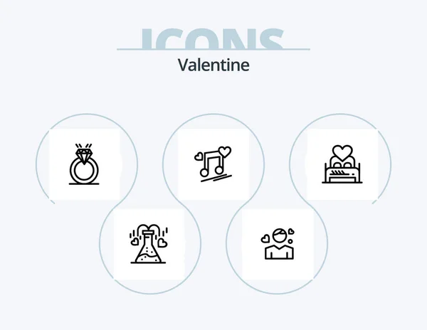 Valentine Line Icon Pack Icon Design Love Flask Hanging Chemical — Stockvektor