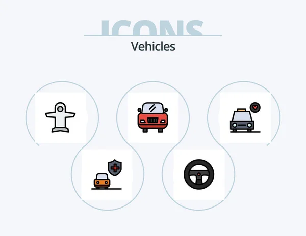 Línea Vehículos Llenado Icon Pack Icon Design Volando Transporte Coche — Vector de stock