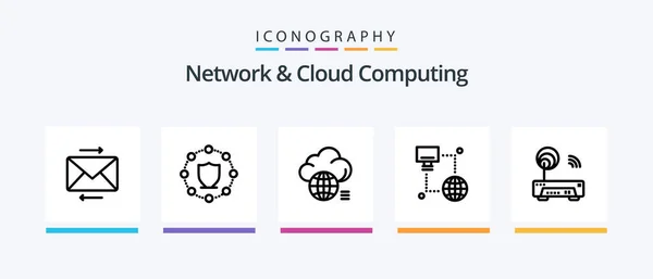 Network Cloud Computing Line Icon Pack Including Technology Map Computing — Archivo Imágenes Vectoriales