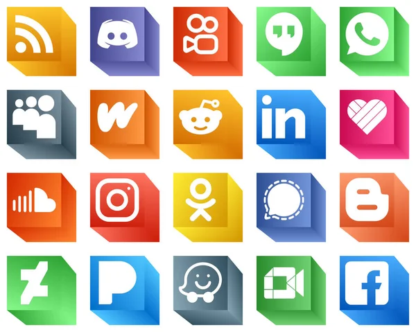 Eenvoudige Social Media Pictogrammen Zoals Geluid Zoals Een App Professionele — Stockvector