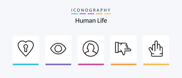 Human Line Icon Pack Inclusief Ouderlijk Toezicht Familie Menselijk Een — Stockvector