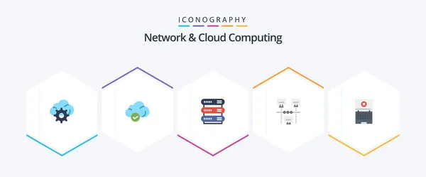 Network Cloud Computing Flat Icon Pack Including Tecnology Laptop Data — Stock Vector