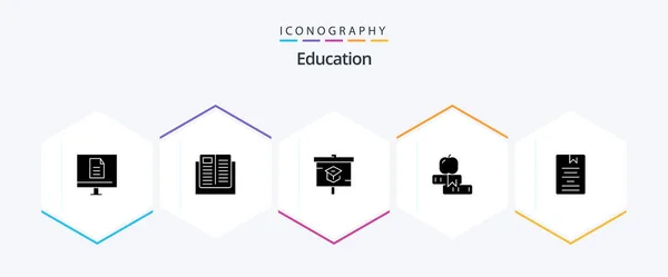 Education Glyph Icon Pack Including School Education Learning Presentation — Stockvector