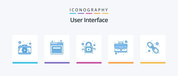 User Interface Blue Icon Pack Including Web Link Unlock Web — Vettoriale Stock