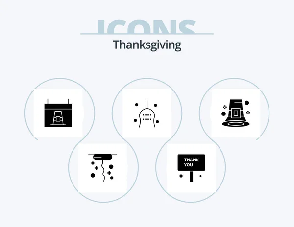 Dzięki Dając Glyph Icon Pack Projekt Ikony Indyk Święto Dziękczynienia — Wektor stockowy