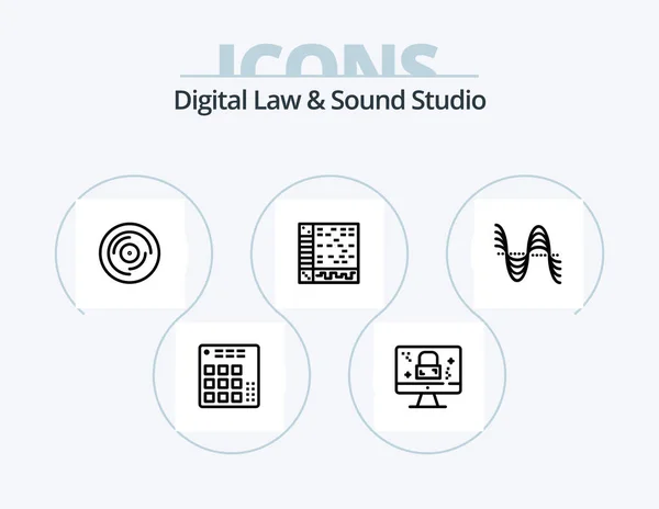 Digital Law Sound Studio Line Icon Pack Icon Design Professional — Vetor de Stock
