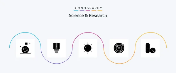 Science Glyph Pictogram Pack Inclusief Astronomie Wetenschap — Stockvector