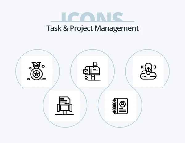 Task Project Management Line Icon Pack Icon Design Lock Folder — Stock Vector