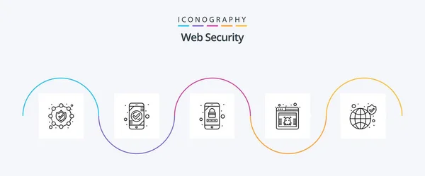 Web Security Line Icon Pack Including Protection Hazard Account Security — 图库矢量图片