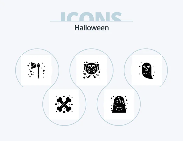 Halloween Glyph Icon Pack 5 Icon Design. character. ghost. scary. face. holiday — Illustration Halloween Glyph Icon Pack Icon Design Character Ghost Scary Face — Stock Vector