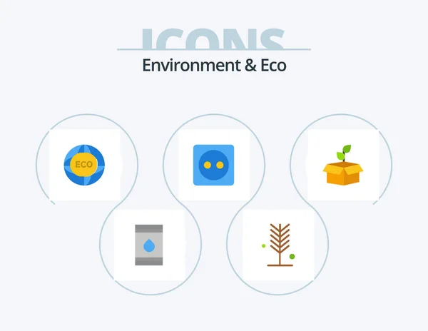 Environment Eco Flat Icon Pack Icon Design Energy Plug Board — Stockový vektor