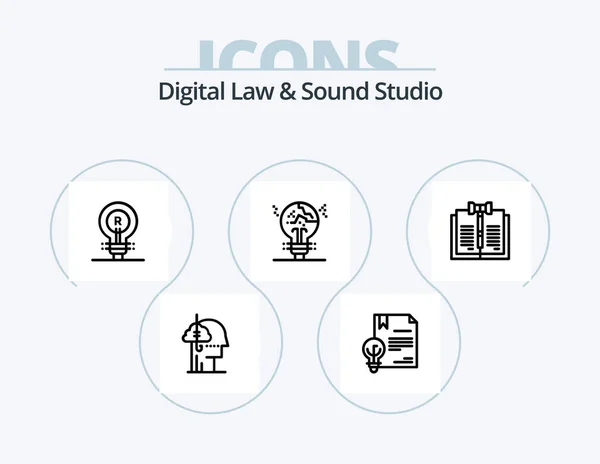 Cyfrowe Prawo Dźwięk Studio Line Icon Pack Projekt Ikony Wyobraźnia — Wektor stockowy