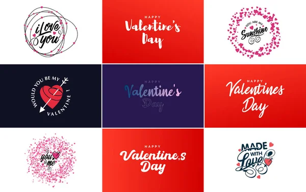 Happy Valentine Day Banner Template Romantic Theme Pink Red Color — Wektor stockowy