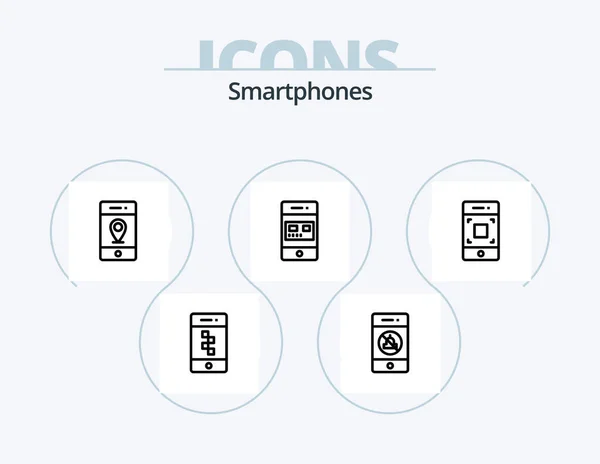 Smartphones Line Icon Pack Icon Design Menschen Smartphone Technologie Mobil — Stockvektor