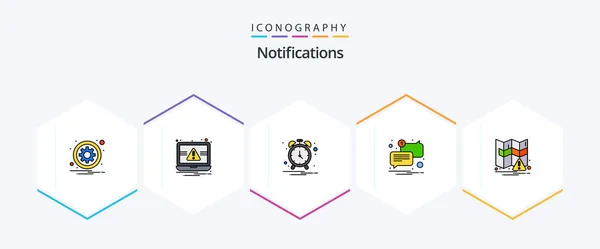 Notifications Filledline Icon Pack Including Navigation Unread Alert Message Chat — Stock Vector