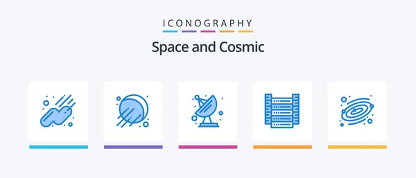 Espacio Azul Paquete Iconos Incluyendo Información Espacio Diseño Iconos Creativos — Vector de stock