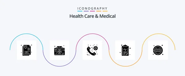 Υγεία Και Ιατρική Glyph Εικονίδιο Pack Συμπεριλαμβανομένου Του Νοσοκομείου Κλινική — Διανυσματικό Αρχείο