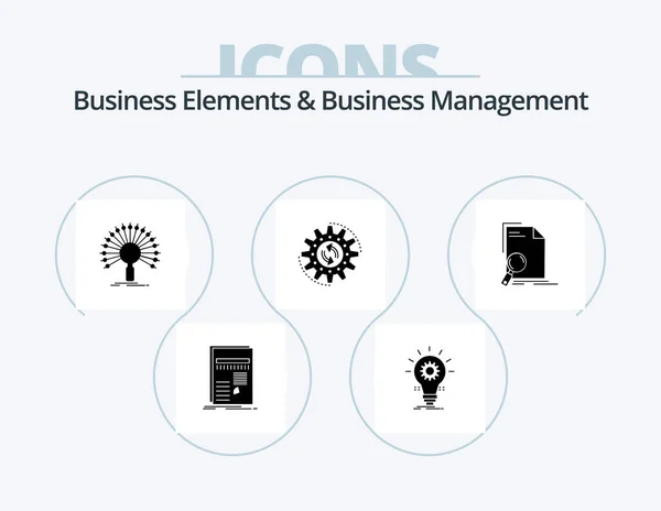 Business Elements Business Managment Icona Glyph Pack Icona Design Produzione — Vettoriale Stock