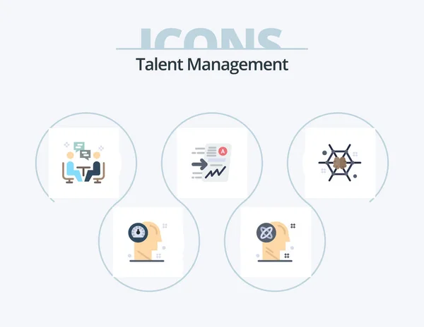 Talent Management Flat Icon Pack Icon Design Report File Solution — Stock Vector