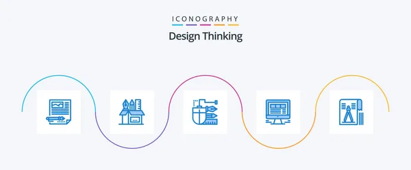 Design Thinking Blue Icon Pack Including Website Browser Scale Scale — Archivo Imágenes Vectoriales