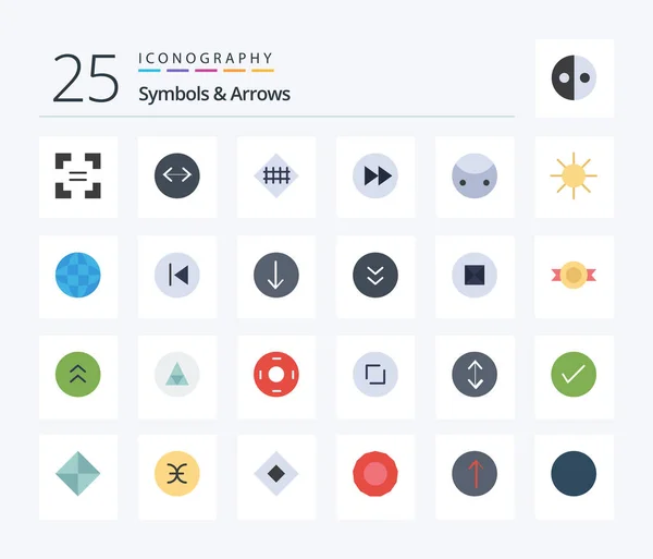 Symbols Arrows Flat Color Icon Pack Including Sign Music Road — Image vectorielle